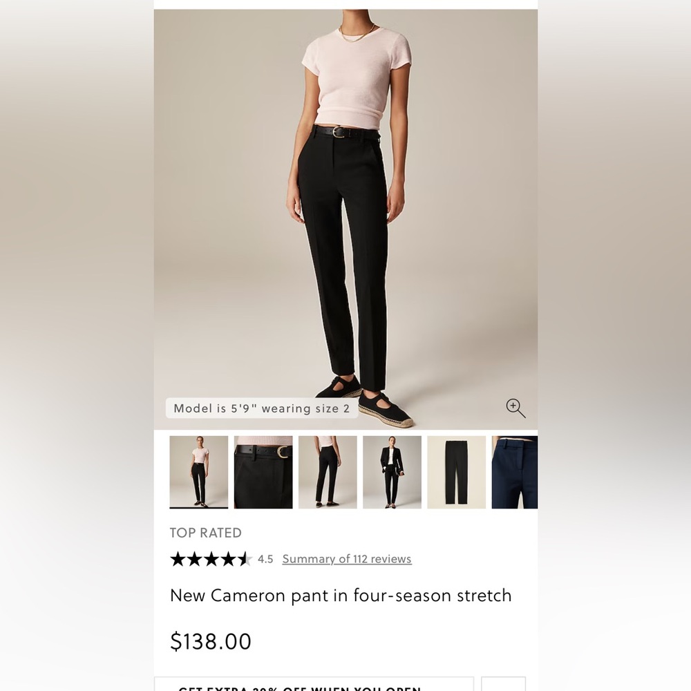 J. Crew Cameron Black Straight Leg Pants